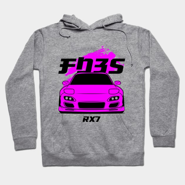 Front pink rx7 fd3s Hoodie by GoldenTuners